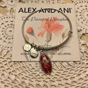 Alex and Ani bracelet with a Carnation charm